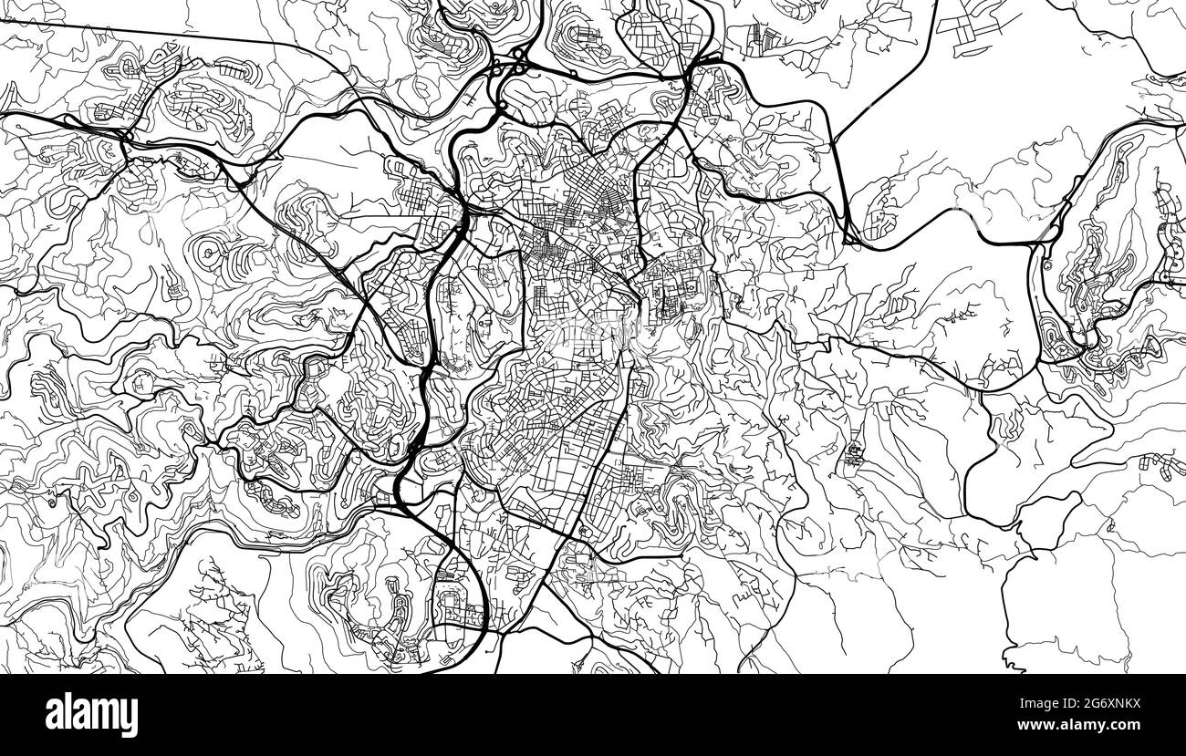 Städtischer Vektor Stadtplan von Jerusalem, Israel, Mittlerer Osten Stock Vektor