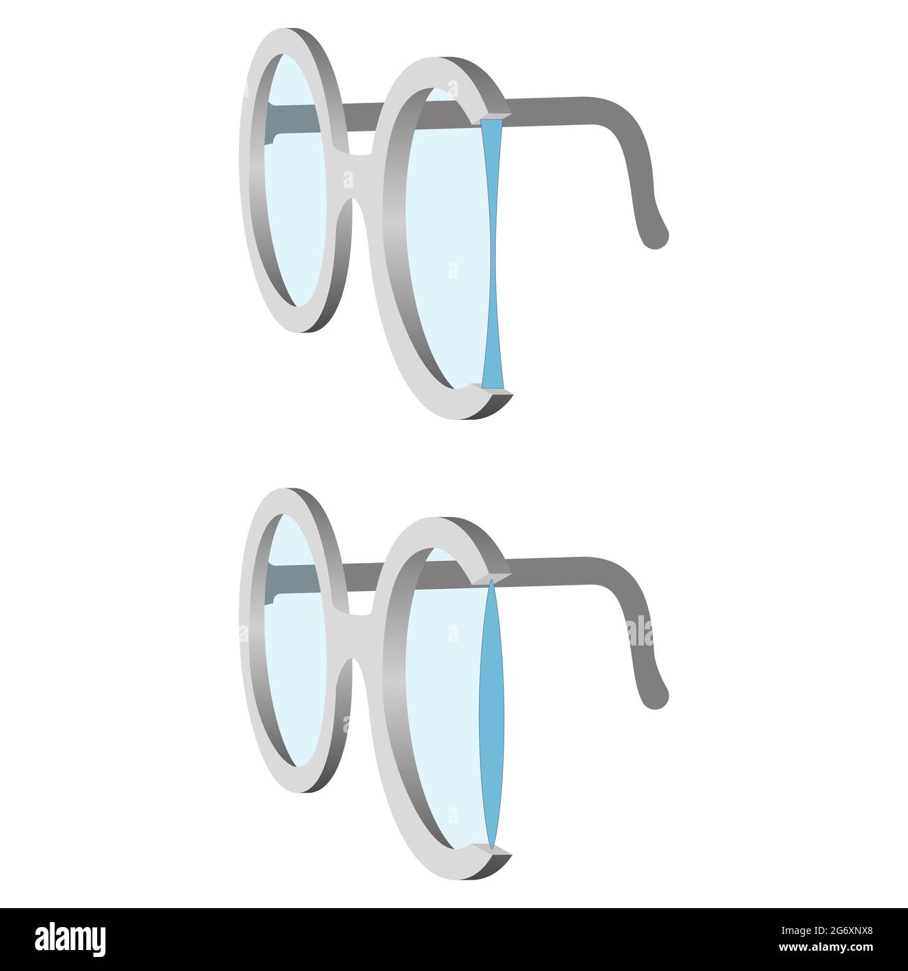 Die verschiedenen Arten von Brillenlinsen Stockfoto