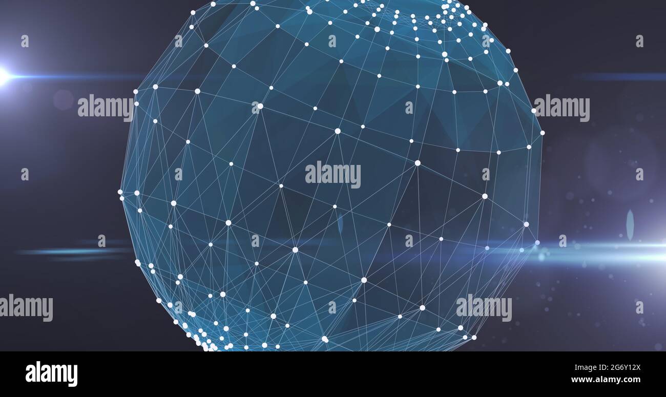 Bild des digitalen Netzwerks von Verbindungen mit Globus Stockfoto