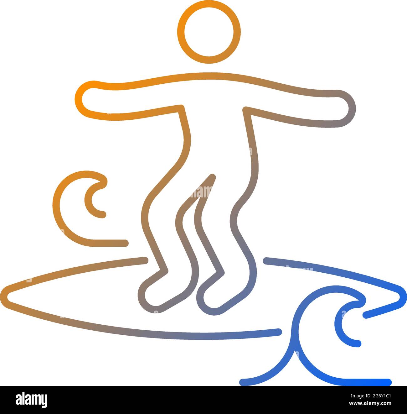 Krümelige Wellen Surfen Gradienten linearen Vektor-Symbol Stock Vektor