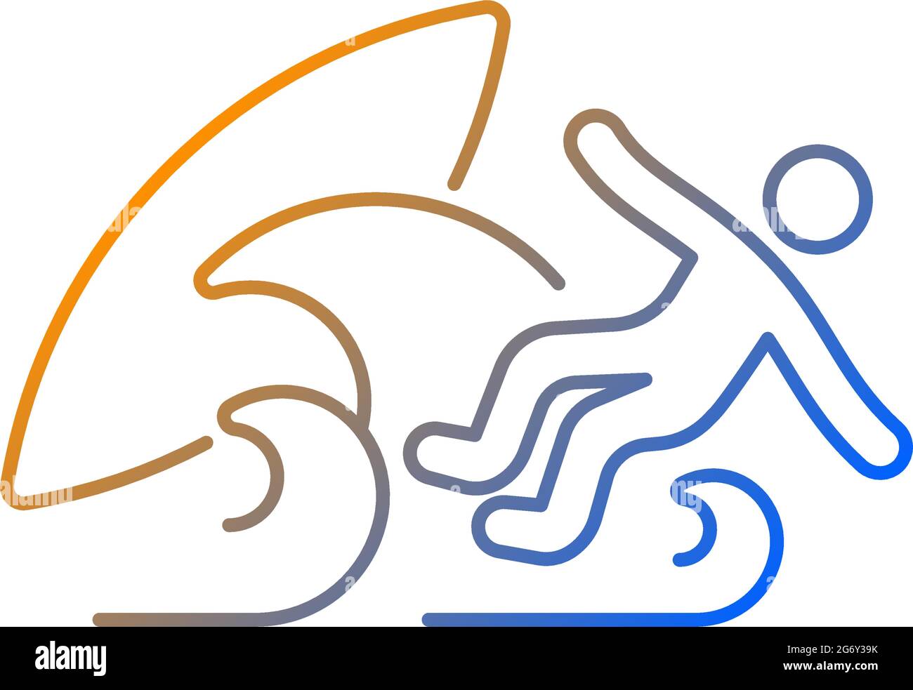 Symbol für linearen Vektor-Verlauf des Surf-Wipeout-Gradienten Stock Vektor