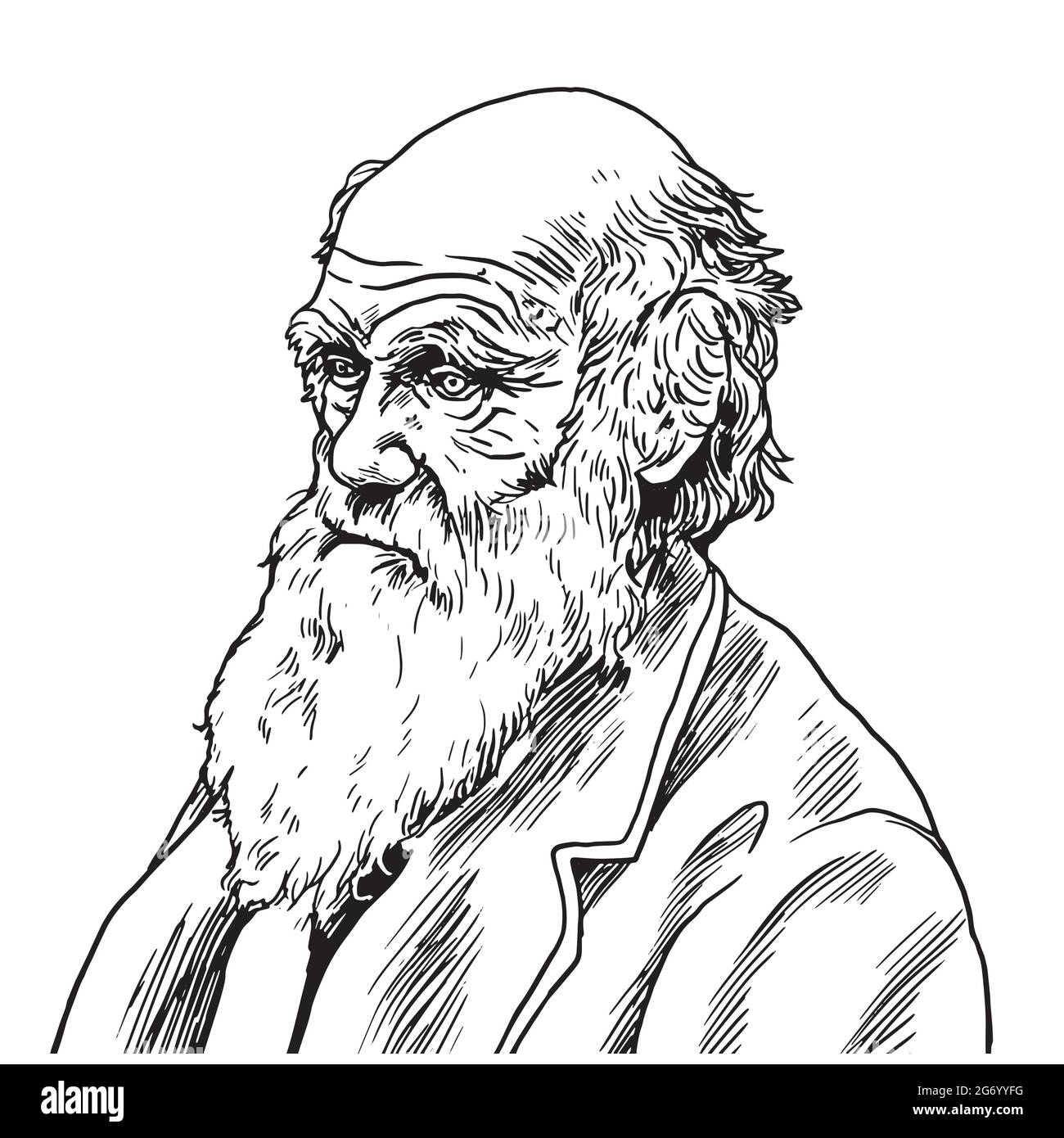 Charles Robert Darwin Vektor Cartoon Karikatur Illustration. 9. September 2018 Stock Vektor