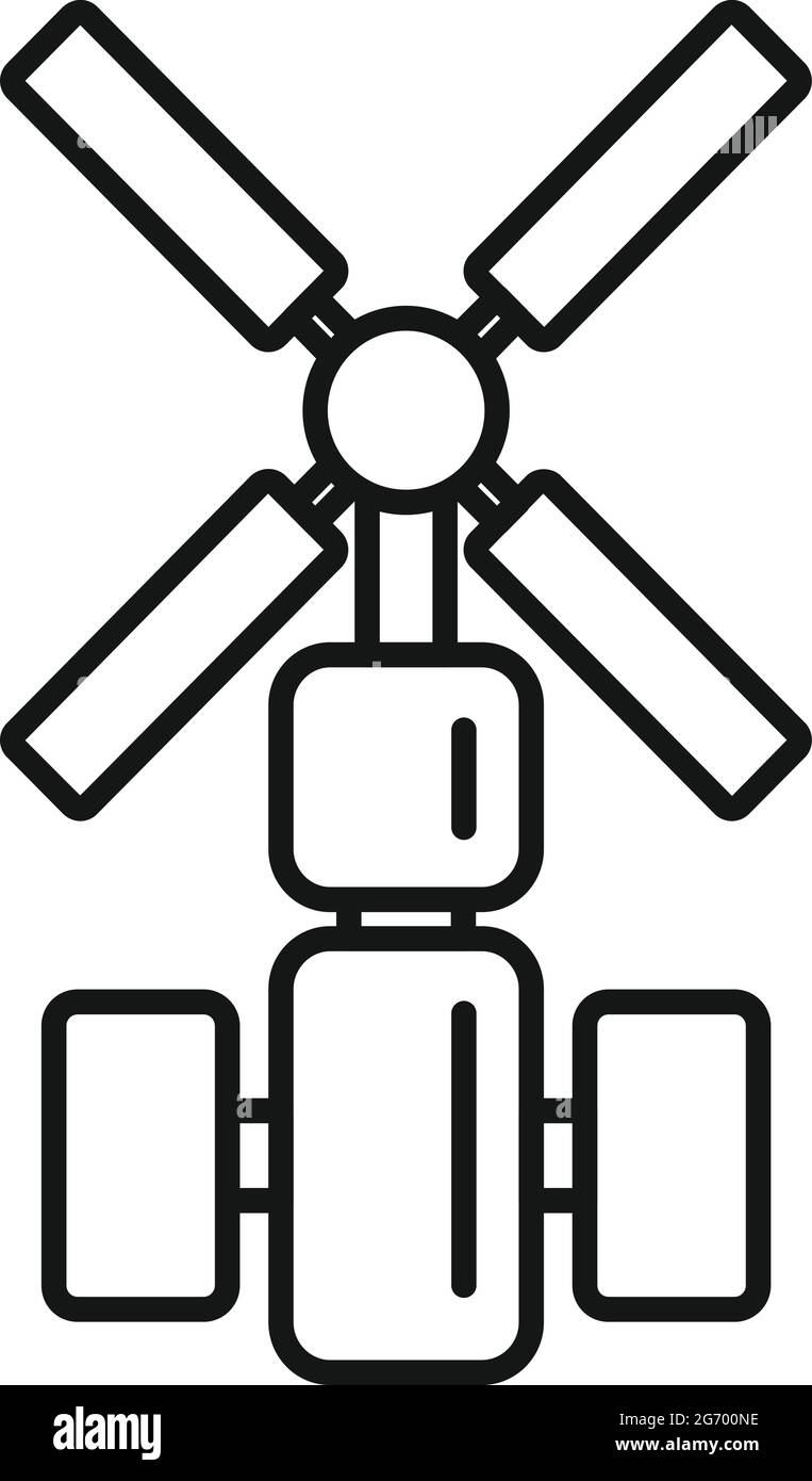 Kosmos Raumstation Symbol Umriss Vektor. Raumschiff Stock Vektor