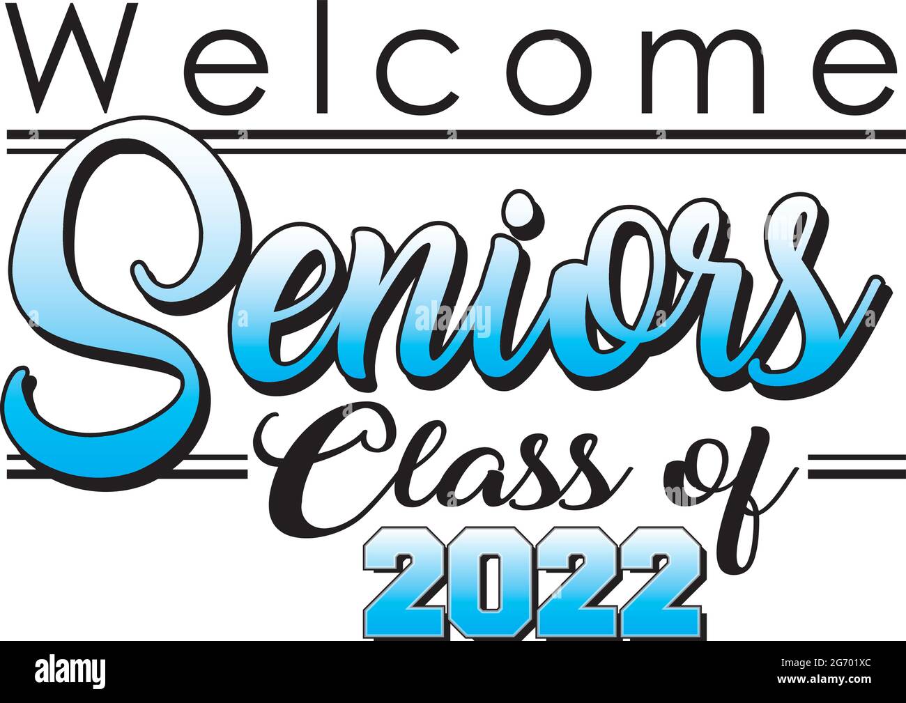 Willkommen Senioren Klasse von 2022 Banner Blue Hintergrund Stock Vektor