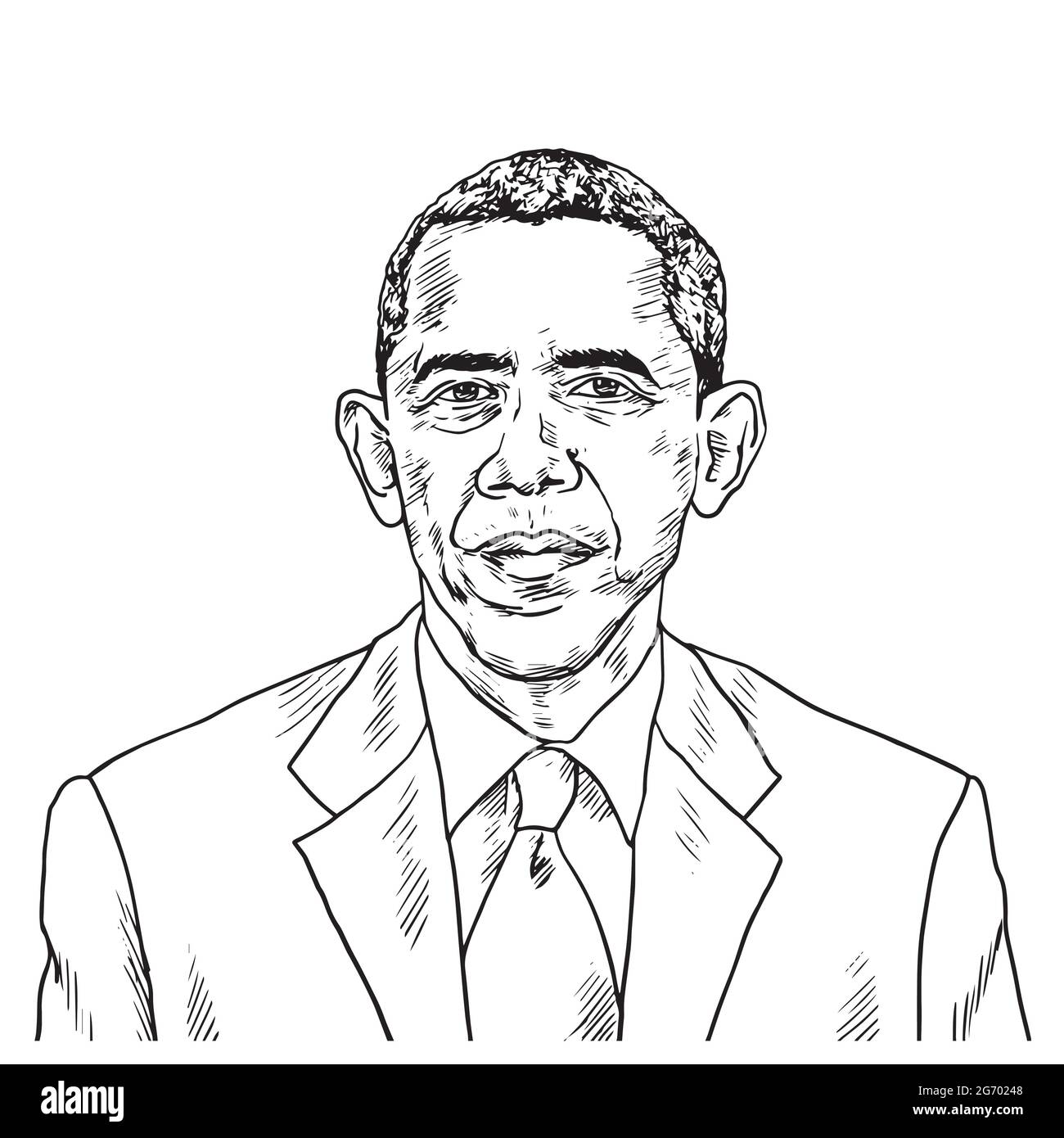 Zeichnung von Barack Obama. Vektor Karikatur Illustration Zeichnung. 15. September 2018 Stock Vektor