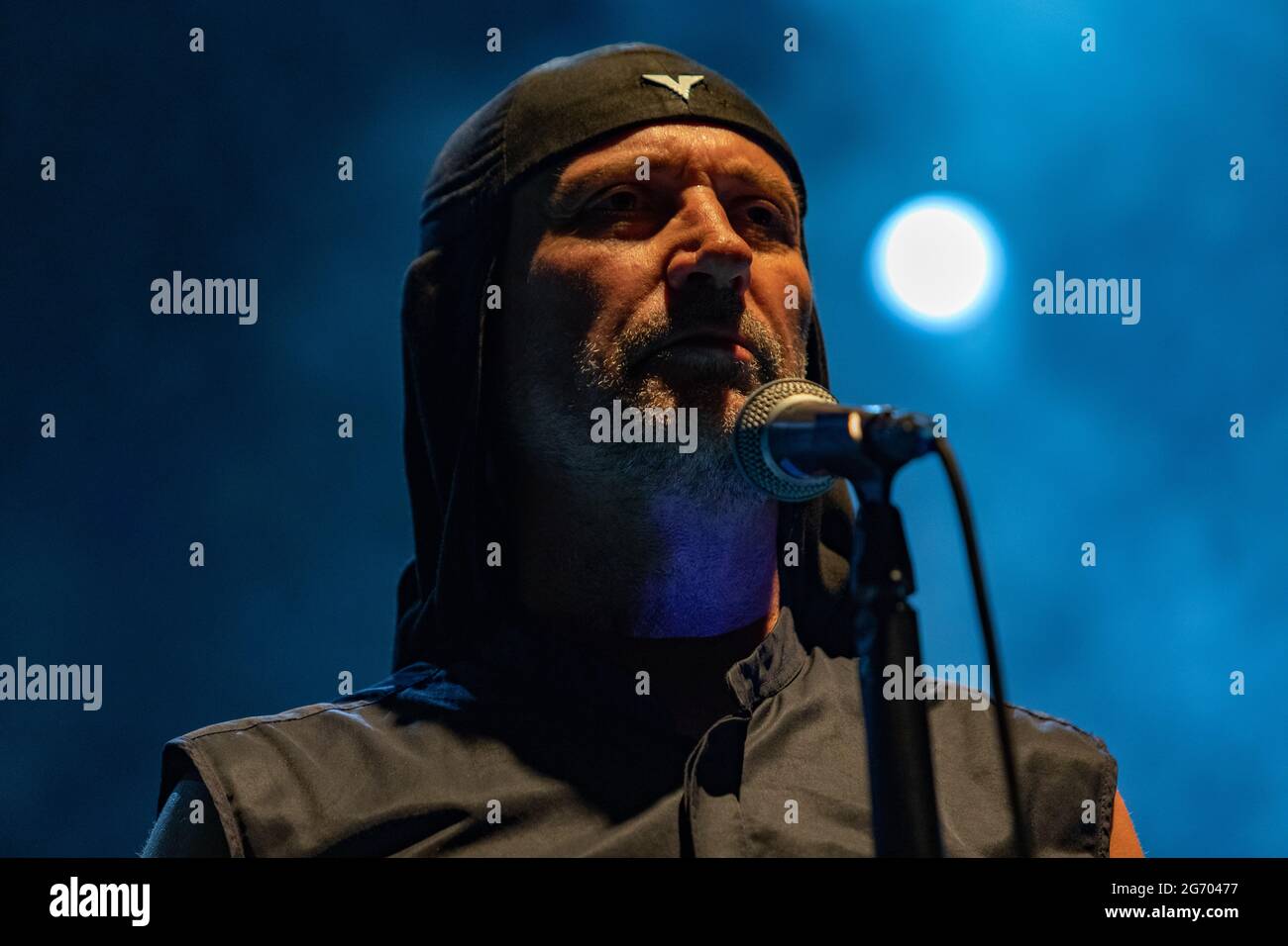 Foto vom ersten großen Konzert nach den COVID-Einschränkungen in der Zagreb Hall der slowenischen Industrieband Laibach, Julay 2012. Stockfoto