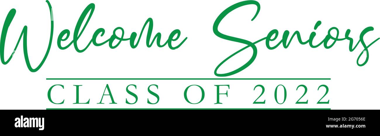 Willkommen Senioren Klasse von 2022 grünen Banner Stock Vektor