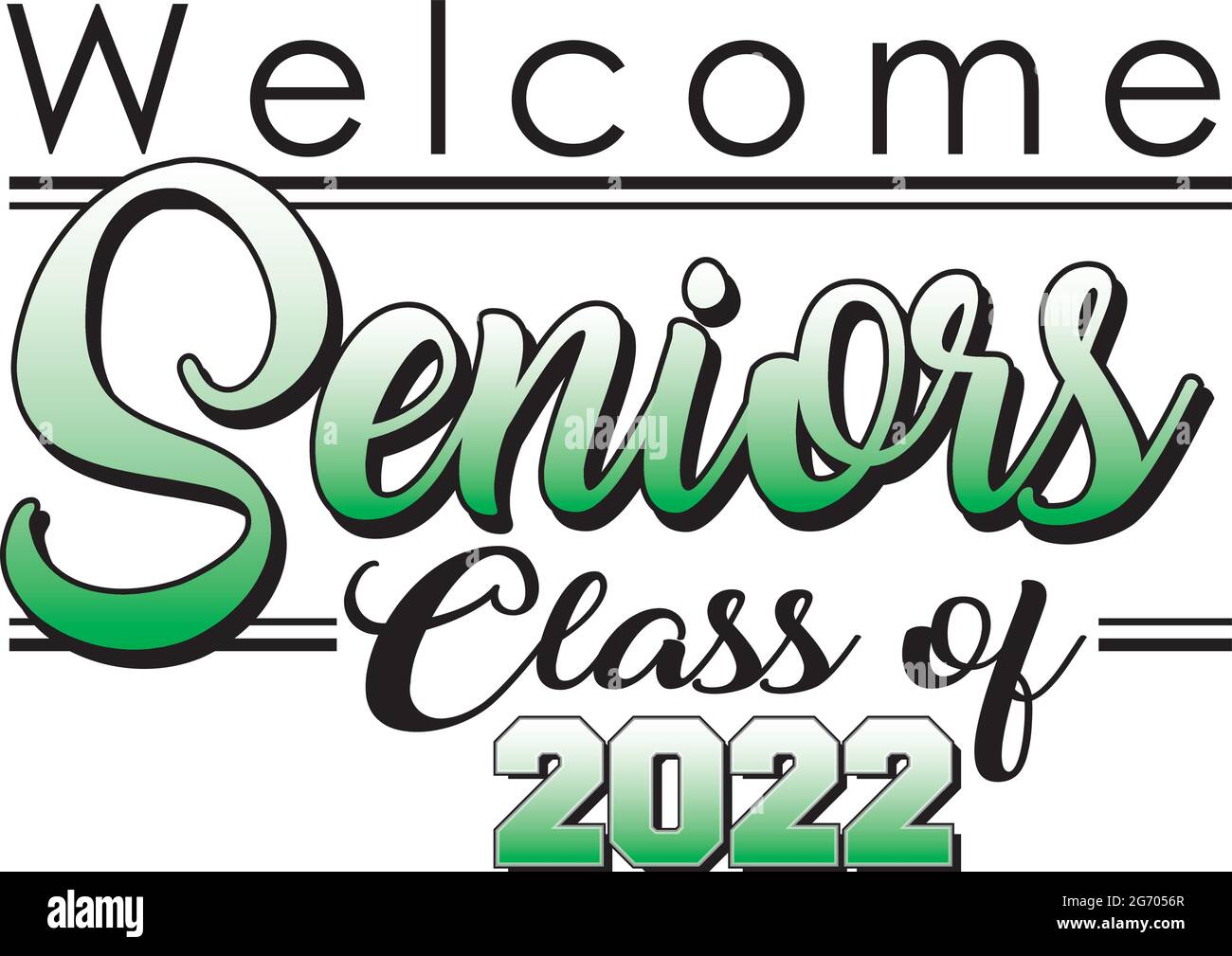 Willkommen Senioren Klasse von 2022 Banner grün Stock Vektor
