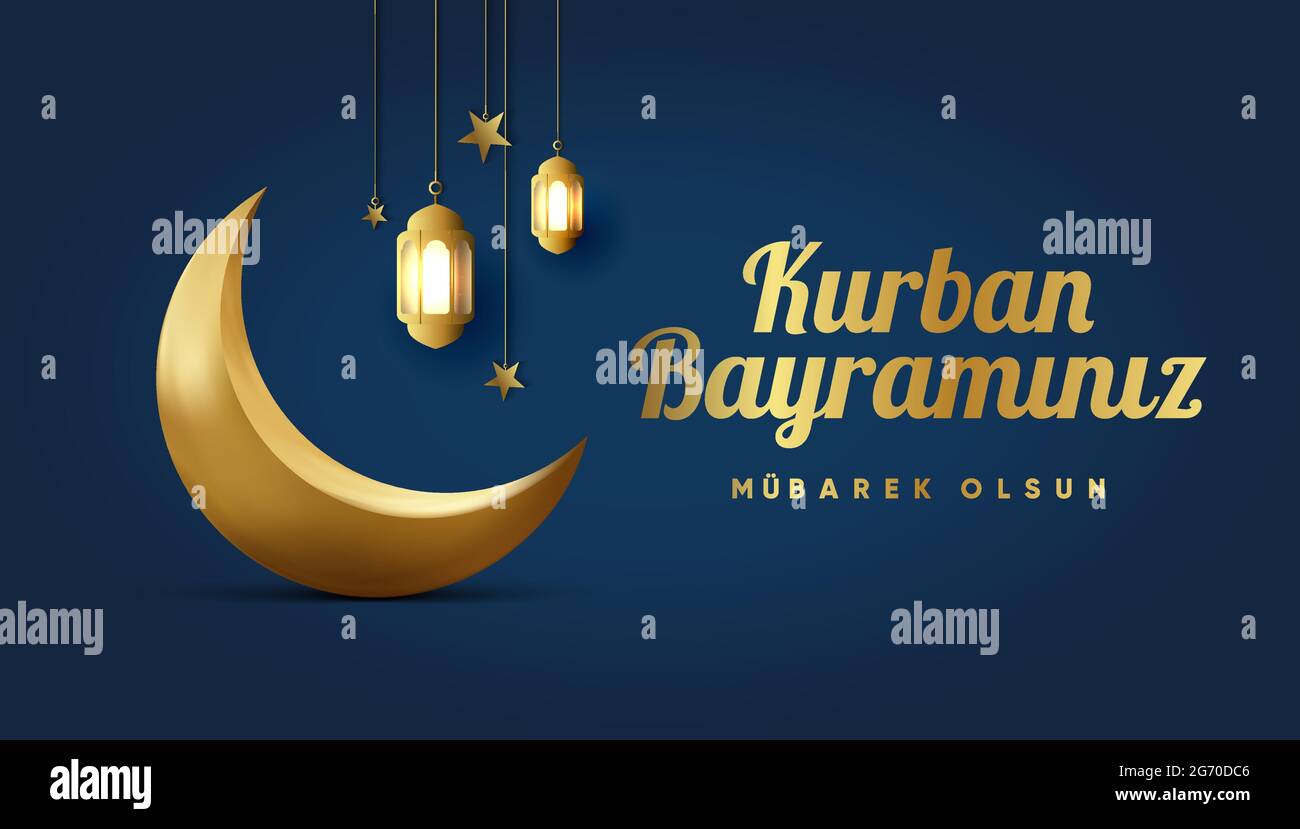 Premium-Design für das Fest des Sacrif (Eid al-Adha Mubarak) Fest des Opfers Gruß (Türkisch: Kurban Bayraminiz Mubarek Olsun) Heilige Tage von m Stock Vektor