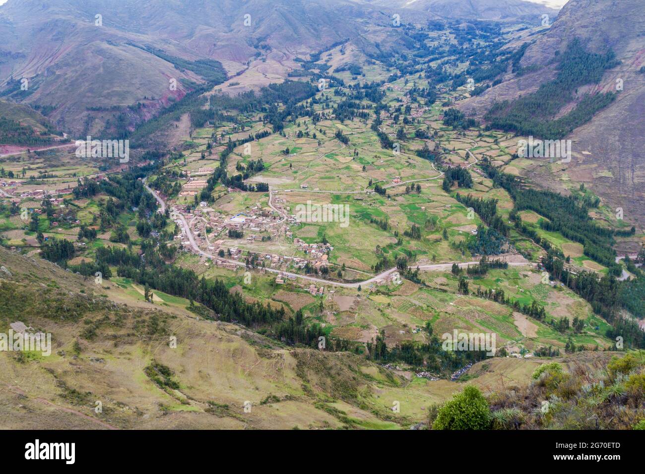 Tal in der Nähe des Dorfes Pisac, Peru Stockfoto
