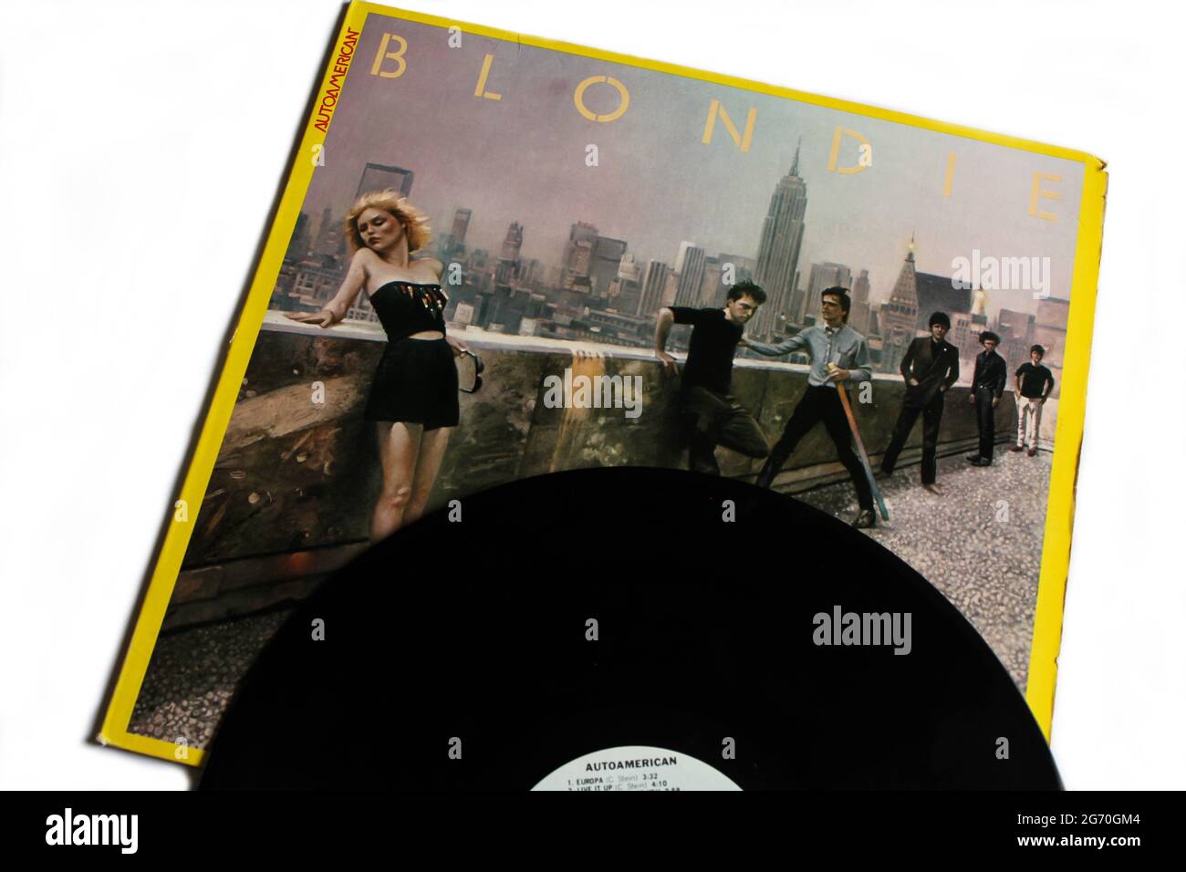 Psychedelischen Pop-Künstler, Blondie-Musikalbum auf Vinyl-LP-Disc. Titel: Autoamerican Album Cover Stockfoto