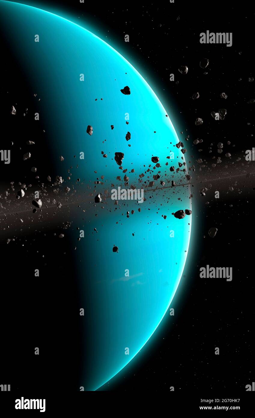 Teilchen in den Ringen des Uranus Stockfoto