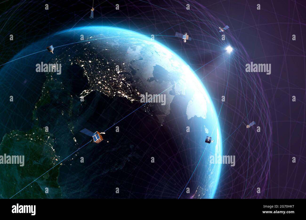 Globale Satellitenkommunikation Stockfoto