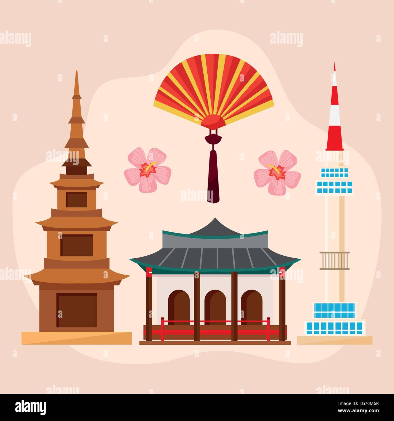 Sieben Ikonen der koreanischen Kultur Stock Vektor