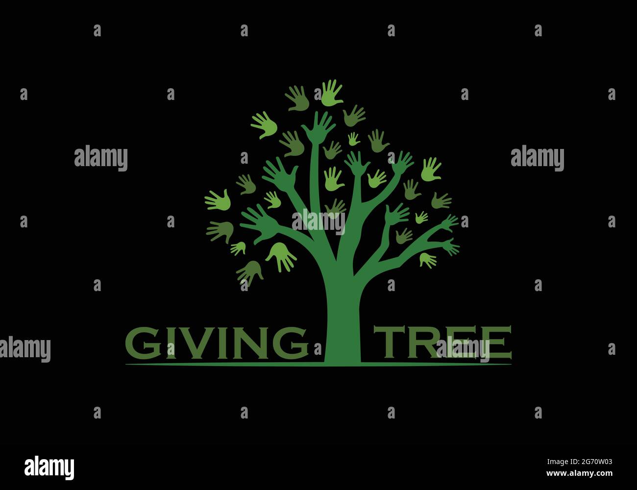 Giving Tree Logo Design Vektor-Vorlage Hand Tree Abstraktes Logo Design Multiuse Stock Vektor