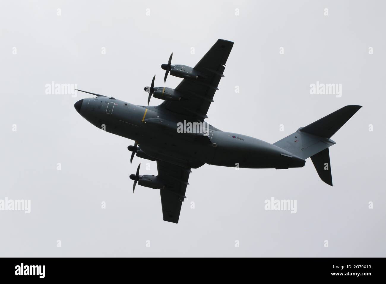 ZM406, ein Airbus ATLAS C1, der von der Royal Air Force in der Funktion Transport/strategische Luftbrücke betrieben wird, am Prestwick International Airport in Ayrshire. Stockfoto