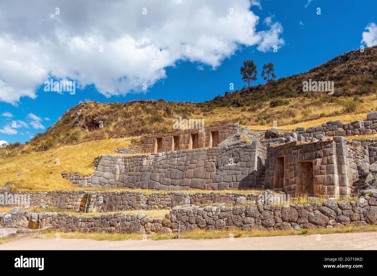 inka-Ruine Tambo Machay, Cusco, Peru. Stockfoto