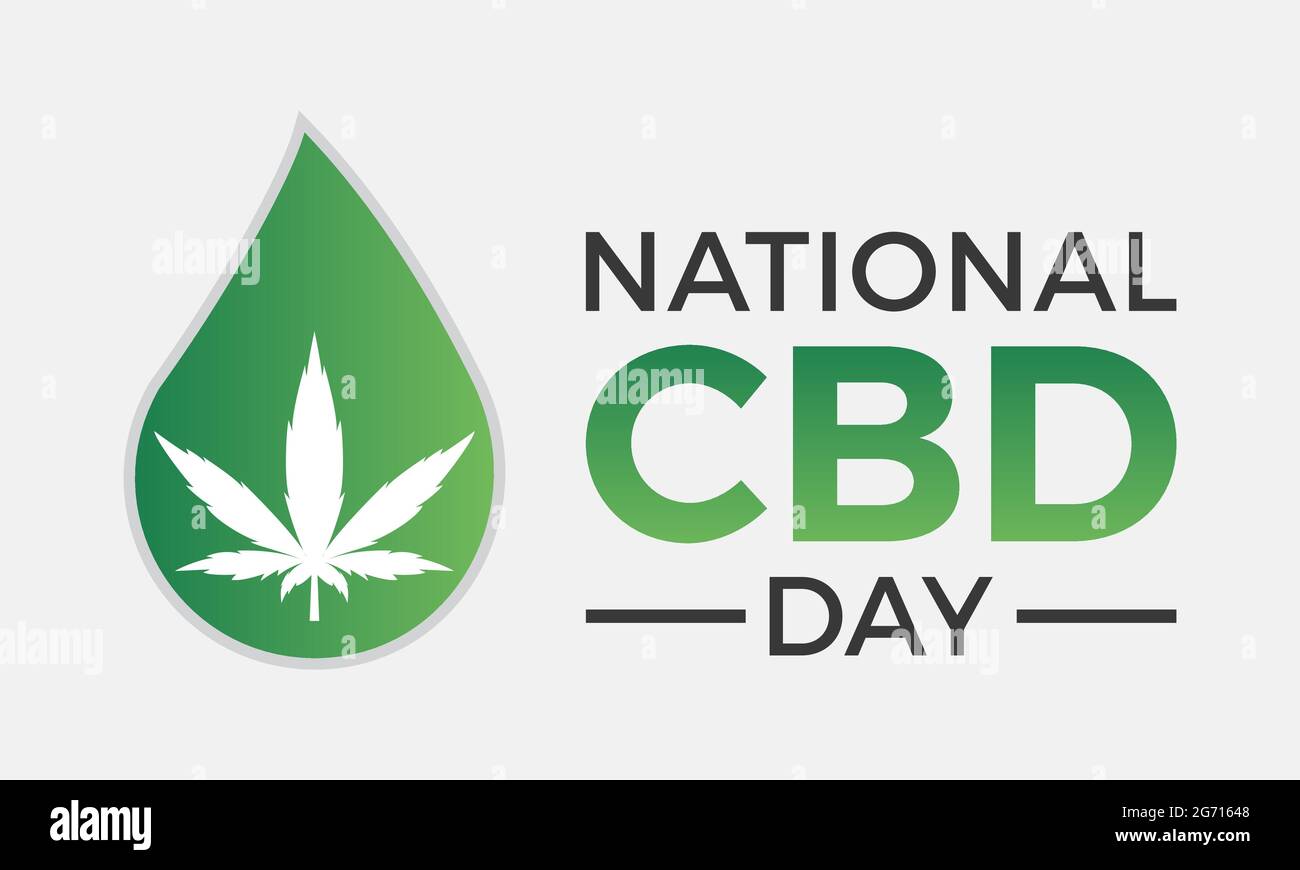 Nationales cbd-Tag-Banner, Poster, Karte, Hintergrund-cbd-Feiertagsvorlage. Wir feiern ein Cannabinoid, das scheinbar das Leben vieler verändert. Stock Vektor