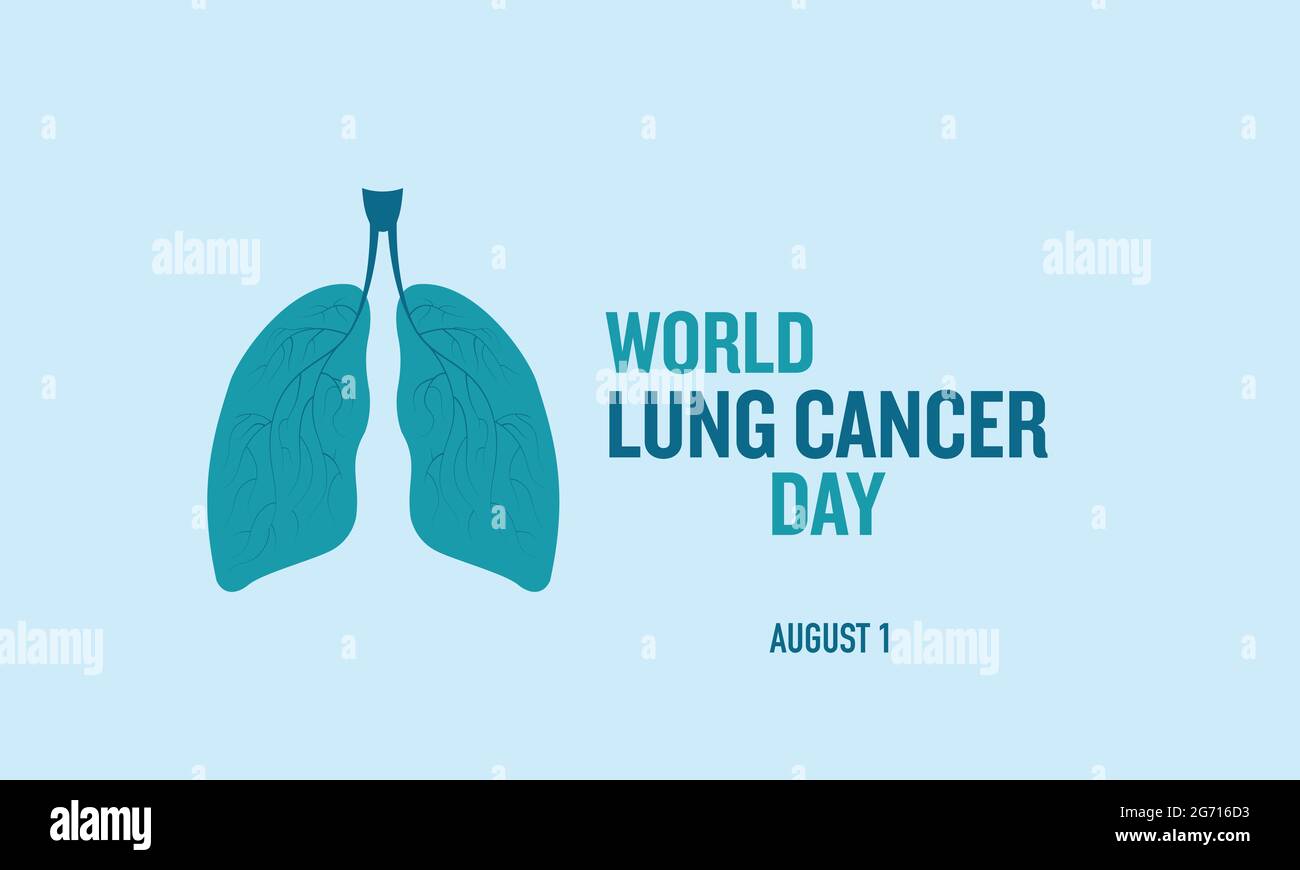 Welttag des Lungenkrebses am august beobachtet. Banner, Poster, Karte, Hintergrunddesign. Sensibilisierung für Lungenkrebs und seine globalen Auswirkungen. Stock Vektor
