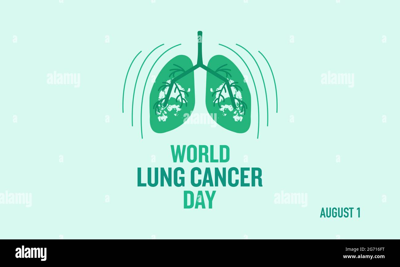 Welttag des Lungenkrebses am august beobachtet. Banner, Poster, Karte, Hintergrunddesign. Sensibilisierung für Lungenkrebs und seine globalen Auswirkungen. Stock Vektor