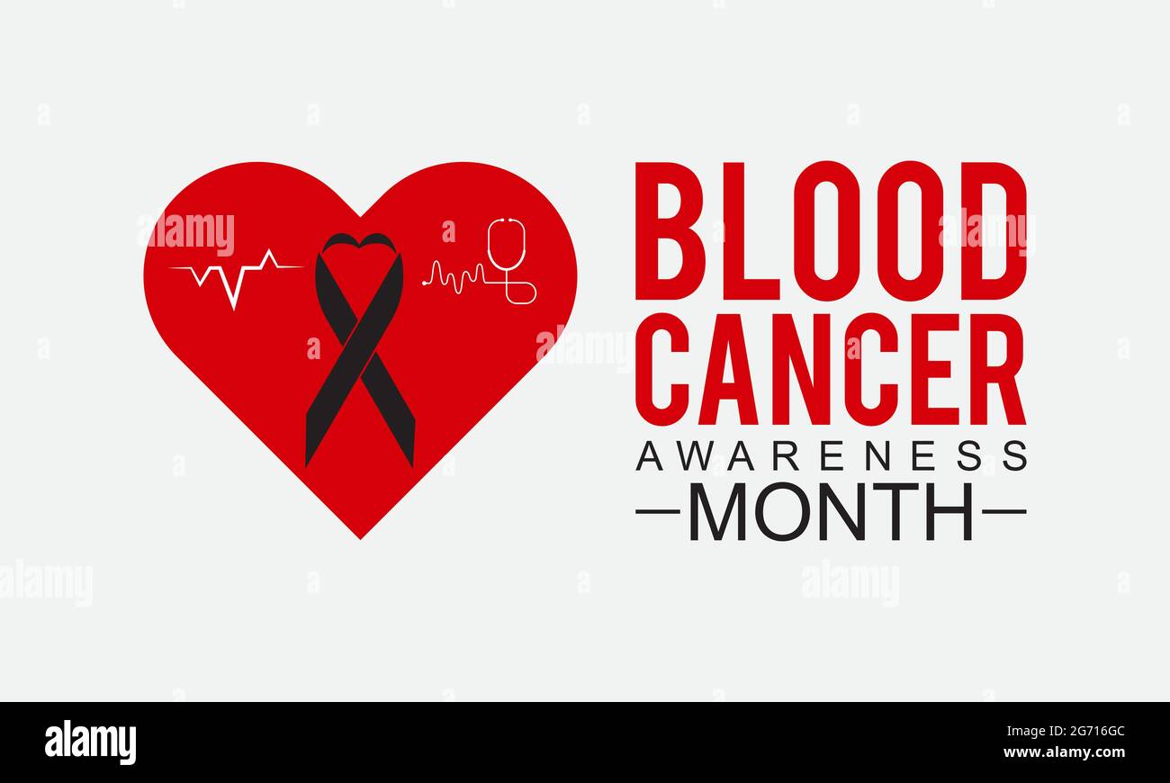 Banner zum Monat des Blutkrebsbewusstseins, Hintergrunddesign. Bemühungen zur Bekämpfung von Blutkrebs, einschließlich Leukämie, Lymphom, Myelom und hodgkin-Krankheit. Stock Vektor