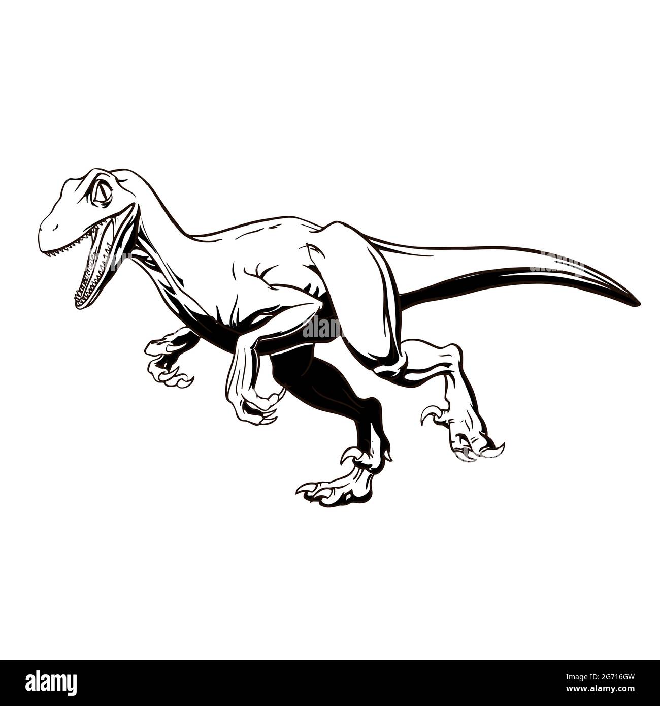 Handgezeichneter lustiger Raptor für Tattoo, Print, Design und Logo. Vektorgrafik. Stock Vektor
