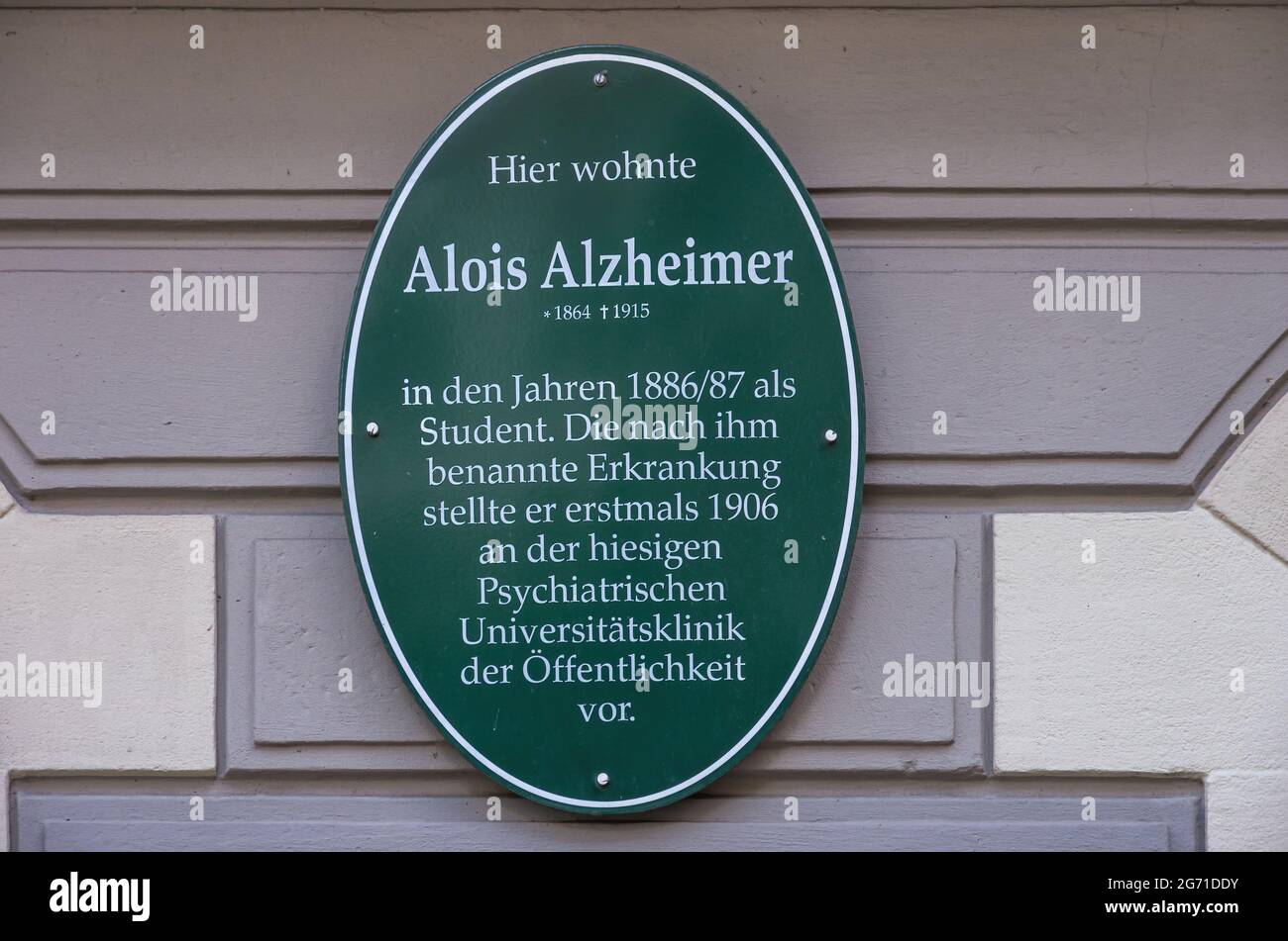 Symbolisches und konzeptuelles Bild: Alzheimer-Demenz; beachten Sie, dass Alois Alzheimer als Student in Tübingen lebte. Stockfoto