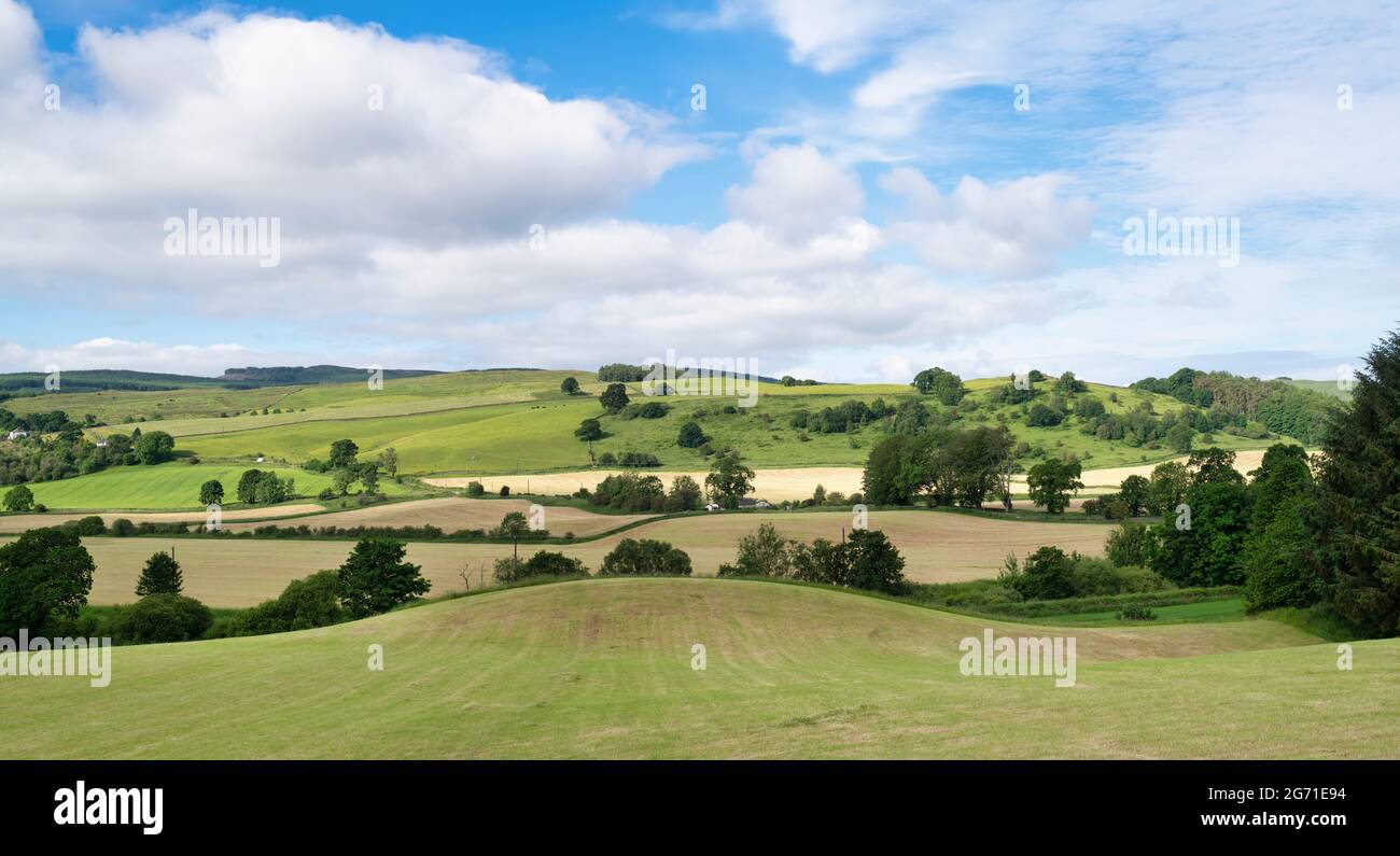Schottische Landschaft in Dumfries und Galloway, Schottland. Panorama Stockfoto