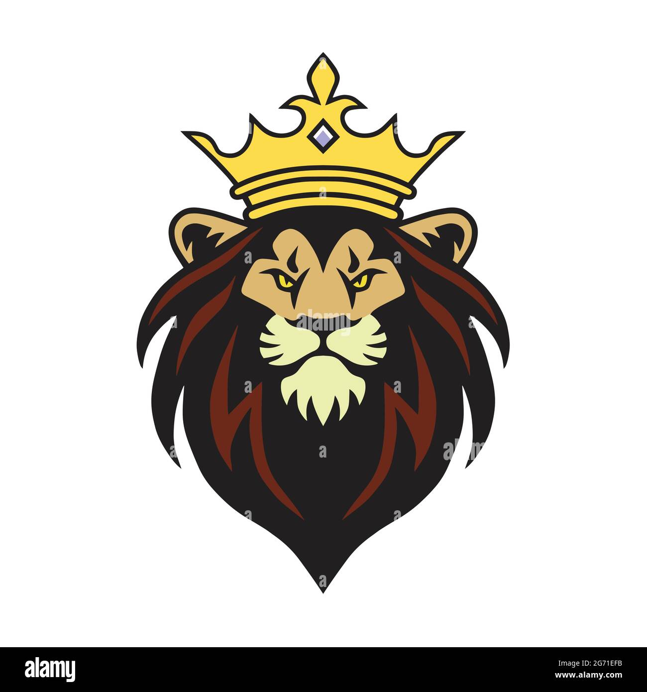 König der Löwen Maskottchen mit Krone Logo Design Vektor Illustration Stock Vektor