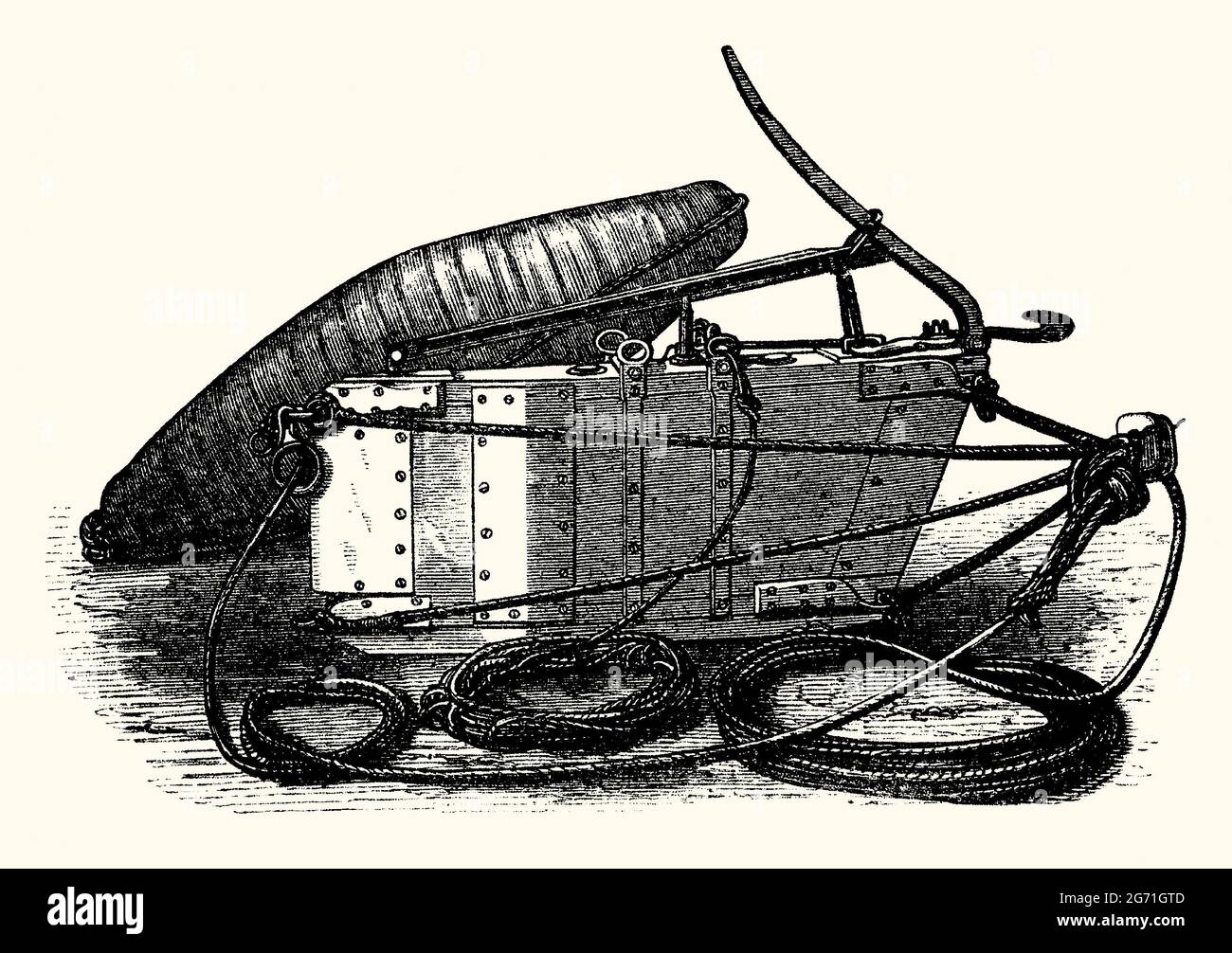 Ein Alter Stich Eines Harvey's Torpedo. Es Stammt Aus Einem Viktorianischen  Buch Der 1890Er Jahre Über Entdeckungen Und Erfindungen Im 19. Jahrhundert.  Es Wurde In Den Späten 1860Er Jahren Von Frederick Harvey