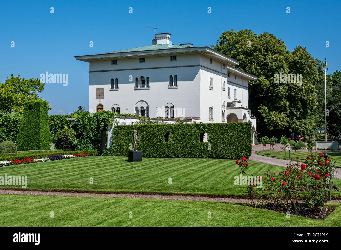 Solliden auf der schwedischen Ostseeinsel Öland. Soliiden ist der Sommerpalast der schwedischen Königsfamilie, inspiriert von der Villa San Michele auf Capri. Stockfoto