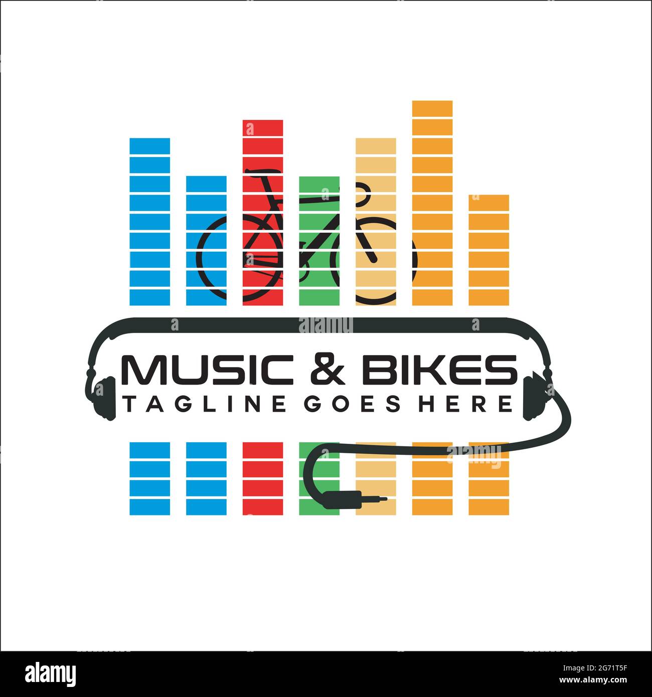 Music & Bikes Logo exklusive Designinspiration Stock Vektor