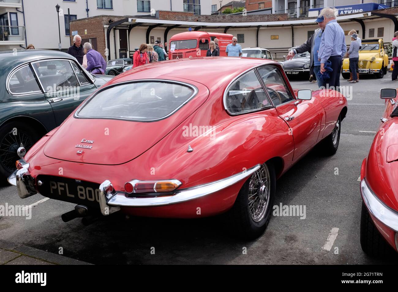 E-Typ, Jaguar, klassisch, Auto, 1960, Auto, Cowes, Isle of Wight, England, Großbritannien, Stockfoto
