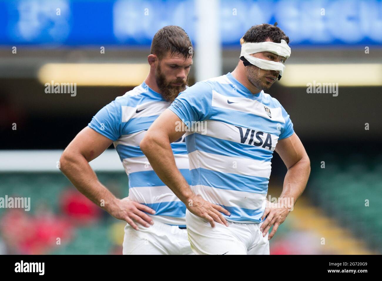 Cardiff, Großbritannien. 10. Juli: Guido Petti (Argentinien) schaut während des Sommer-Internationals-Spiels 2021 zwischen Wales und Argentinien im Fürstentum Stadium an. Stockfoto