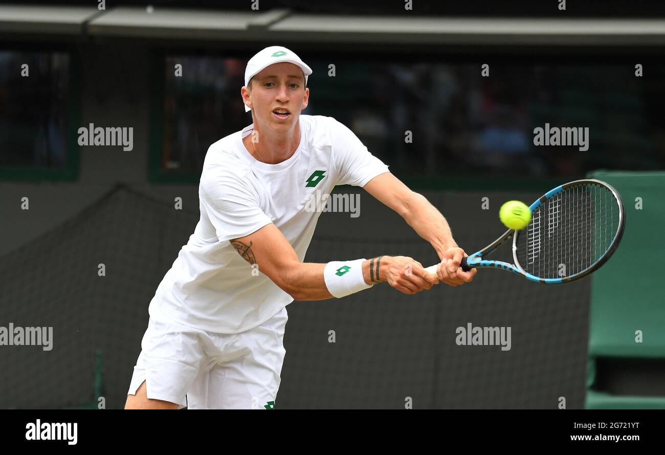 London, Großbritannien. Juli 2021. London Wimbledon Junior Championships Day 12 10/07/2021 Sascha Gueymard- Wayenburg (FRA) Credit: Roger Parker/Alamy Live News Stockfoto