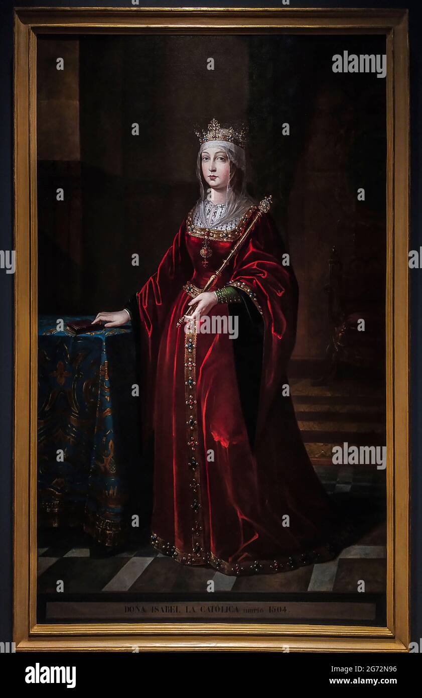 Königin Isabella I. von Kastilien, bekannt als Isabella die Katholikin. Öl auf Leinwand von Luis de Madrazo und Kuntz, 1848. Prado Museum. Madrid, Spanien. Stockfoto