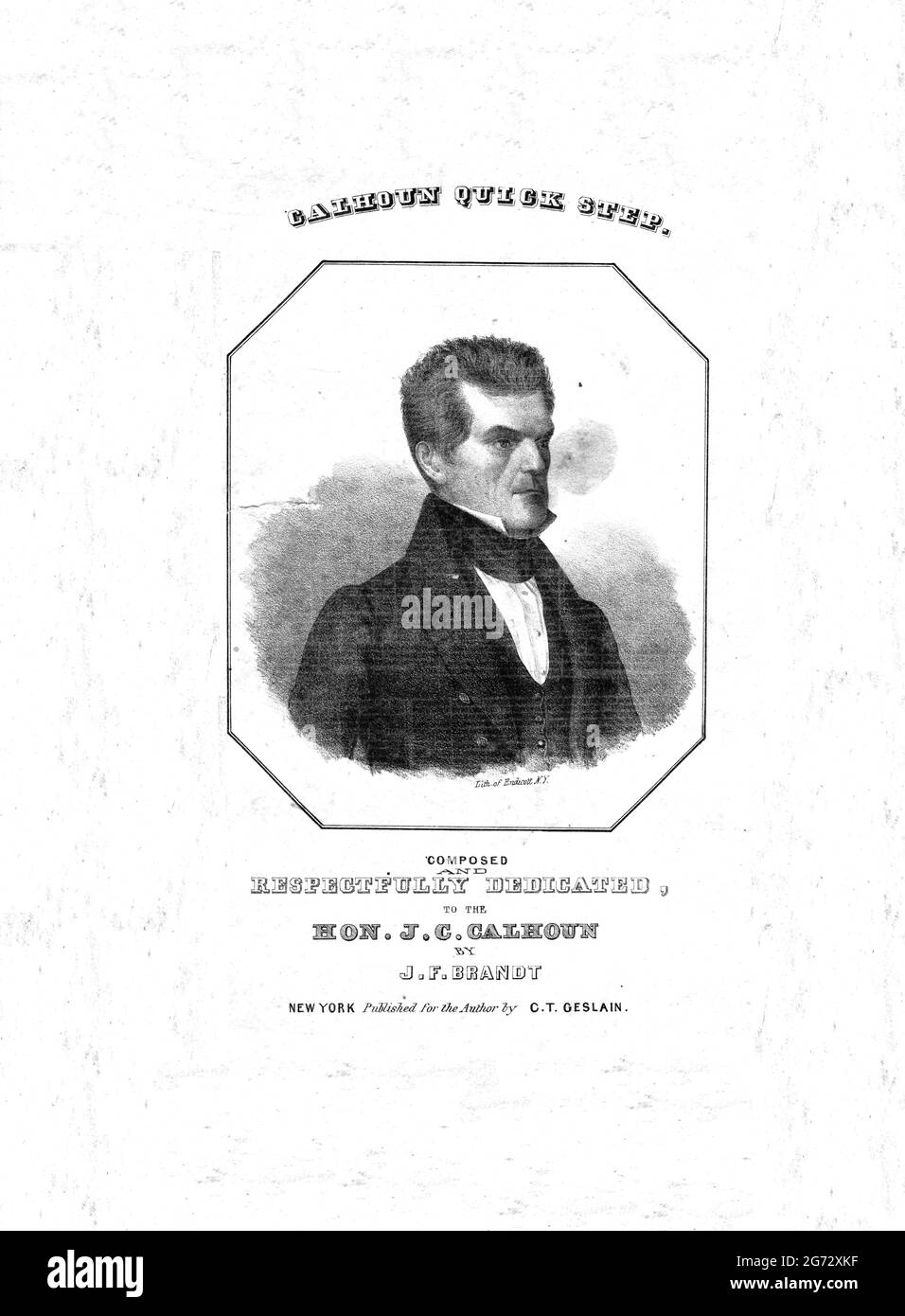 Calhoun Quick Step, ca. 1824 Noten Stockfoto