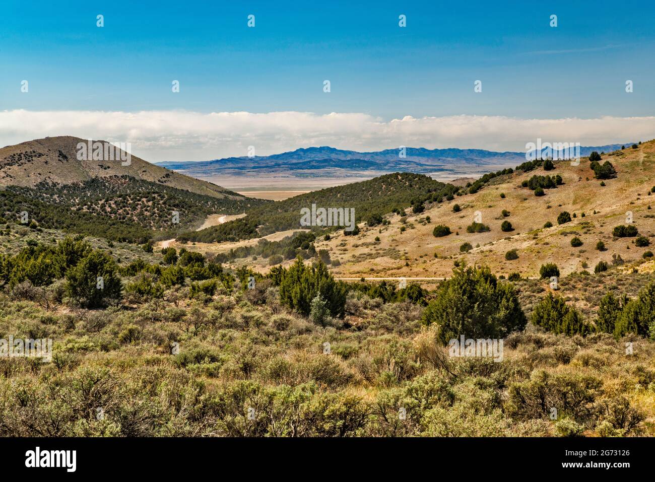 Lookout Mountain Area, Blick vom Lookout Pass, Pony Express Trail, Back Country Byway, Great Basin, Utah, USA Stockfoto