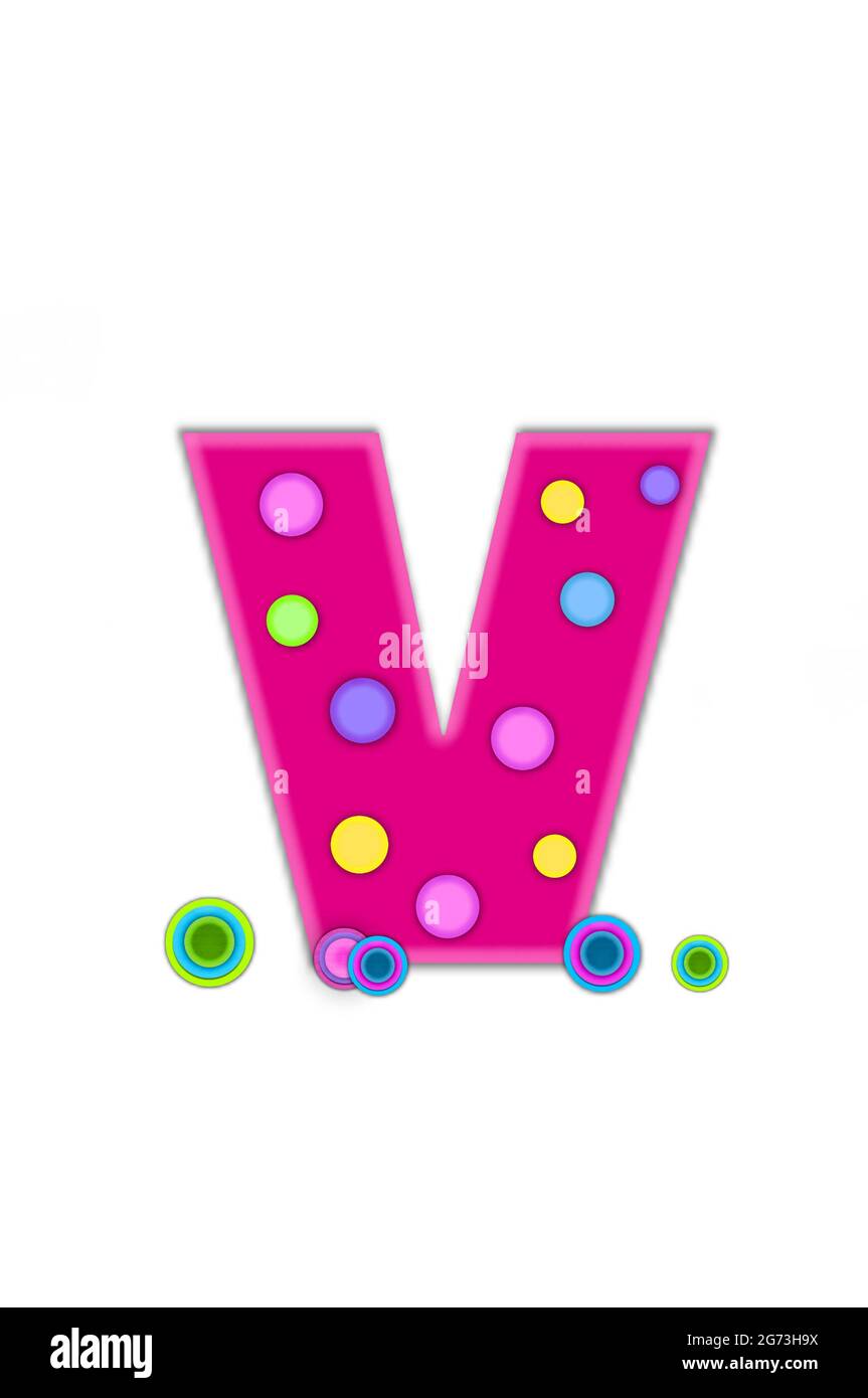 Der Buchstabe V im Alphabet Set Dots ist in Pink mit hellerer rosa ...