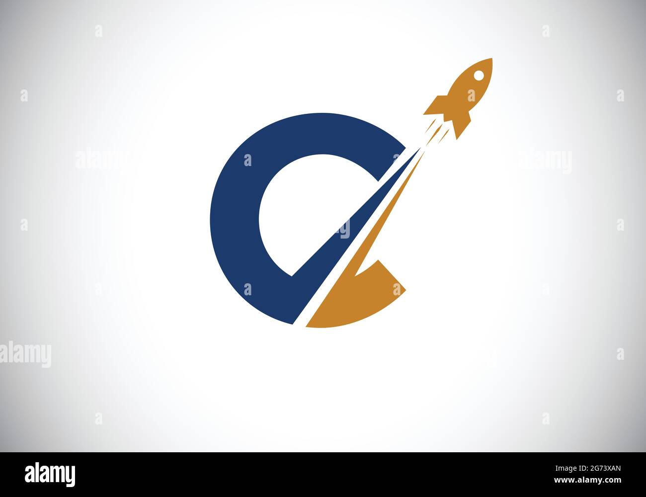 Initial C Monogramm Buchstaben Alphabet mit einem Rocket Logo Design. Raketensymbol. Schrift-Emblem. Moderner Vektor-Logotyp für Geschäfts- und Firmenidentität. Stock Vektor