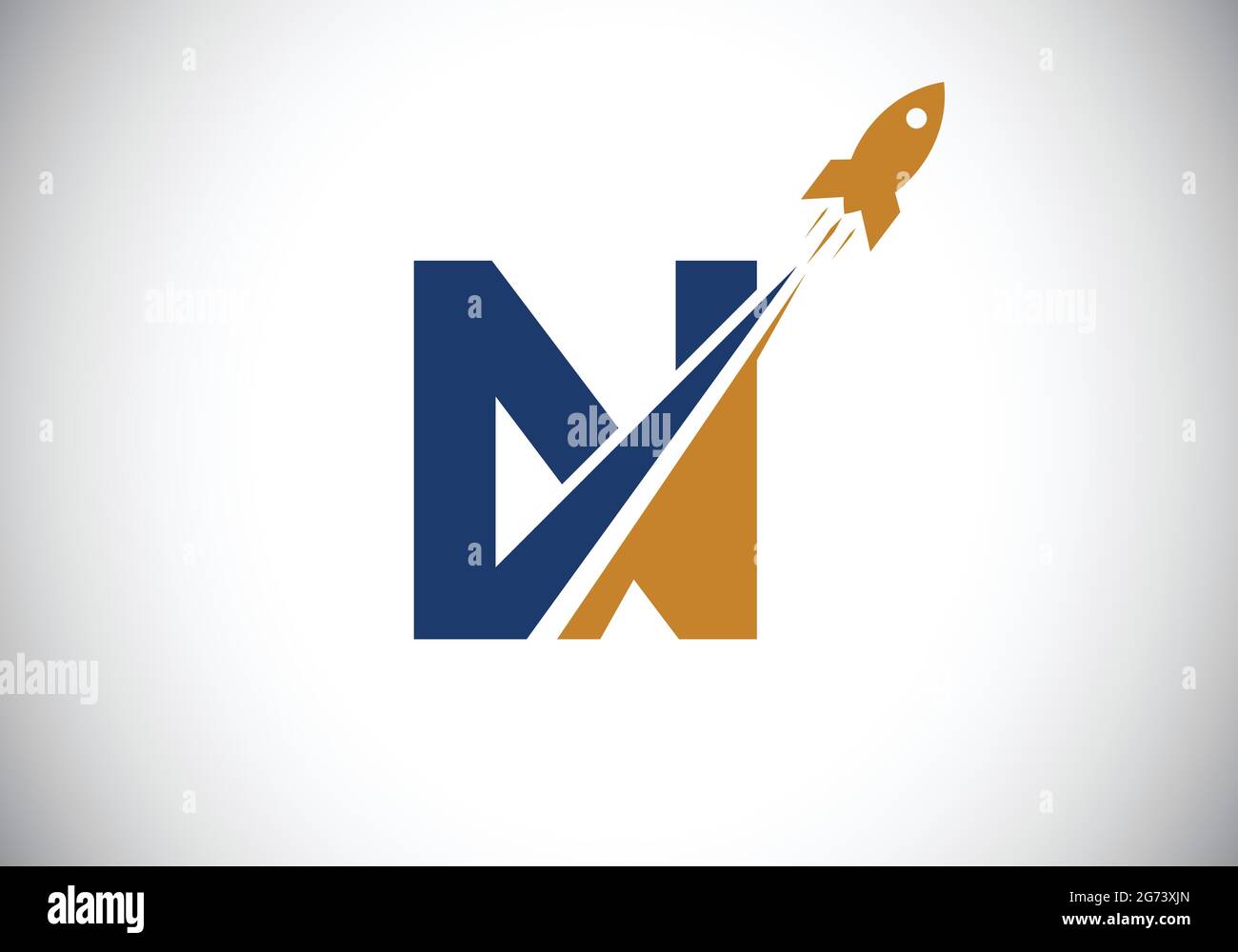 Initial N Monogram Letter Alphabet mit einem Rocket Logo Design. Raketensymbol. Schrift-Emblem. Moderner Vektor-Logotyp für Geschäfts- und Firmenidentität. Stock Vektor