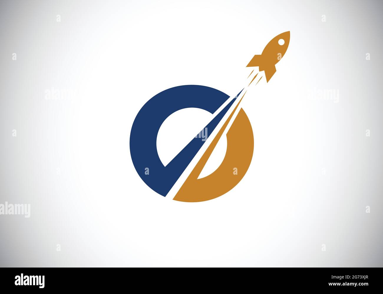 Initial O Monogramm Buchstaben Alphabet mit einem Rocket Logo Design. Raketensymbol. Schrift-Emblem. Moderner Vektor-Logotyp für Geschäfts- und Firmenidentität. Stock Vektor