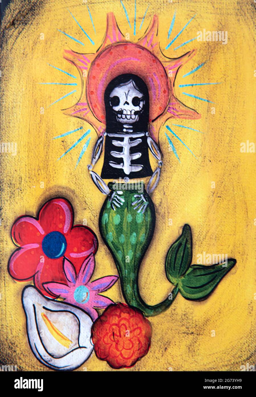 Tag der Toten Bild; fotografische Illustration; ein Skelett Meerjungfrau Stockfoto