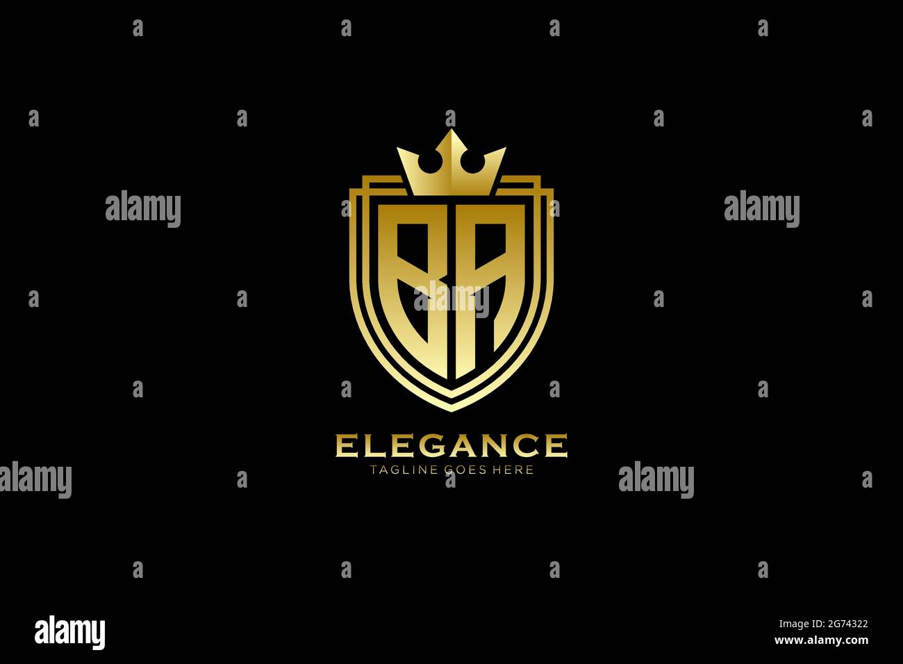 BA Elegantes Luxus-Monogramm-Logo oder Badge-Vorlage mit Rollen und königlicher Krone - perfekt für luxuriöse Branding-Projekte Stock Vektor