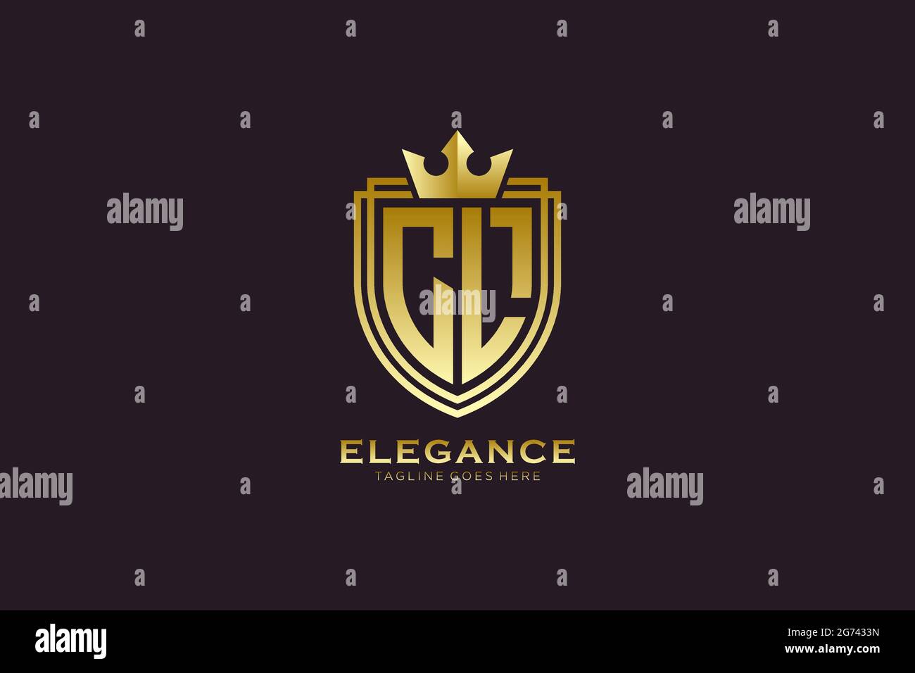 CL Elegantes Luxus-Monogramm-Logo oder Badge-Vorlage mit Rollen und königlicher Krone - perfekt für luxuriöse Branding-Projekte Stock Vektor