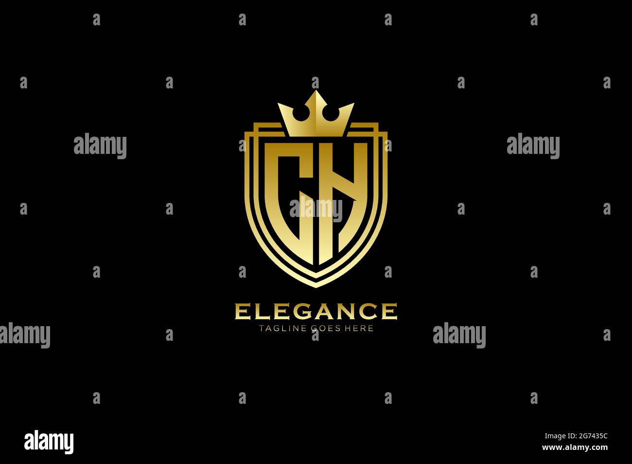 CH Elegantes Luxus-Monogramm-Logo oder Badge-Vorlage mit Rollen und königlicher Krone - perfekt für luxuriöse Branding-Projekte Stock Vektor