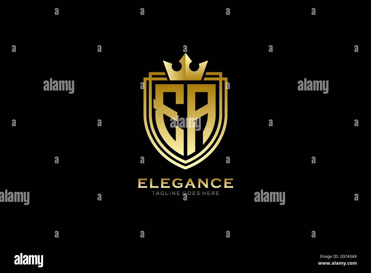 Elegantes Logo oder Badge-Vorlage mit Rollen und königlicher Krone – perfekt für luxuriöse Branding-Projekte Stock Vektor
