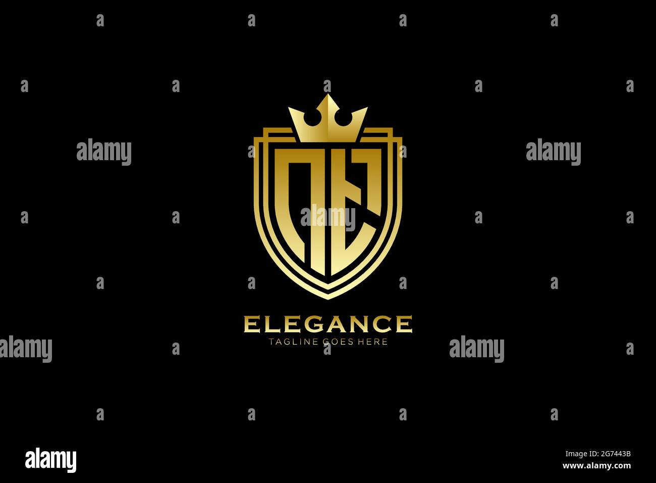 NT Elegantes Luxus-Monogramm-Logo oder Badge-Vorlage mit Rollen und königlicher Krone - perfekt für luxuriöse Branding-Projekte Stock Vektor