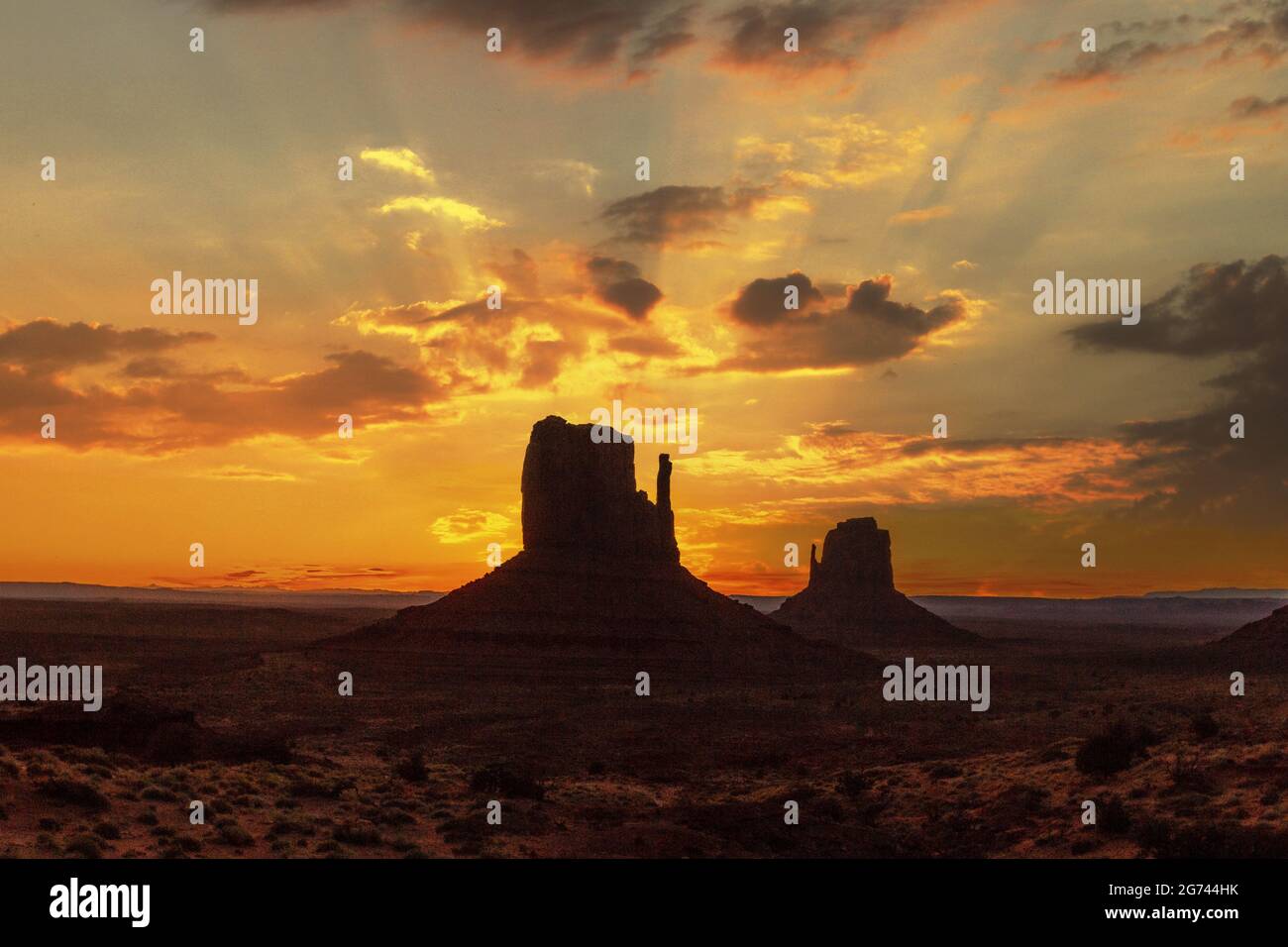 Ein Detail des Monument Valley bei schönem Sonnenaufgang, Utah Stockfoto