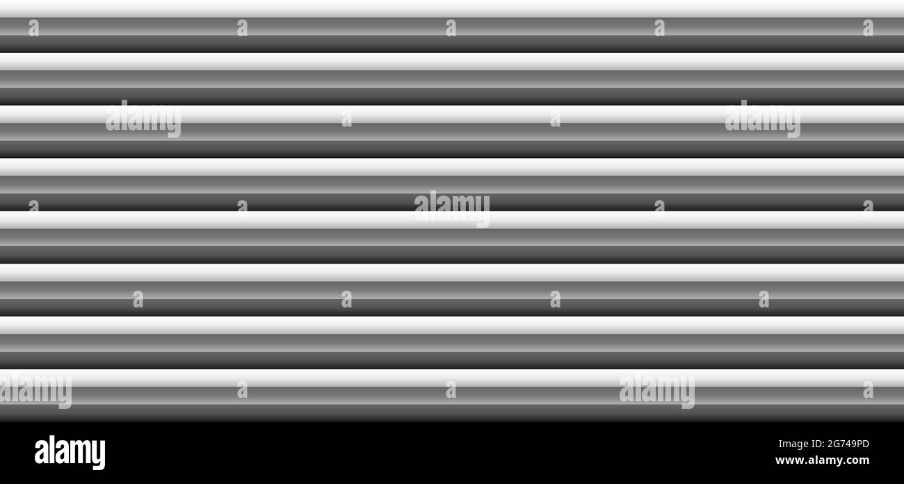 Abstraktes 3D schwarz und grau monochrom horizontal fett Streifen Linien Muster auf weißem Hintergrund und Textur. Vektorgrafik Stock Vektor